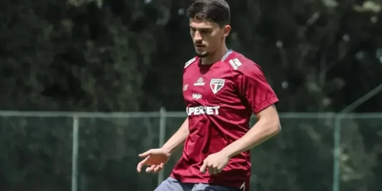 Pablo Maia em treino do São Paulo • Divulgação/São Paulo