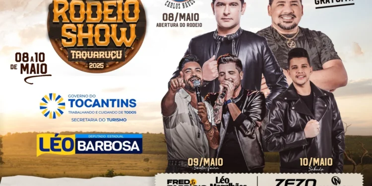 6º Taquaruçu Rodeio Show inicia nesta quinta, 08, com entrada gratuita e atrações nacionais