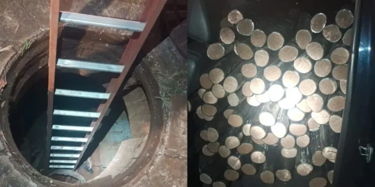 PMs flagraram cinco homens supostamente furtando cabos metálicos na Avenida Guilherme de Almeida em Londrina (PR) • Reprodução/PMPR