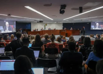 Primeira Turma do Supremo Tribunal Federal (STF) durante julgamento de denúncia sobre plano de golpe • Antonio Augusto/STF