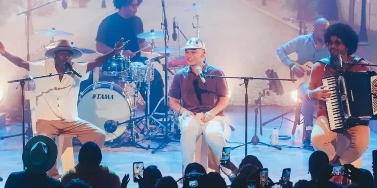 Jota.pê, João Gomes e Mestrinho em apresentação do disco "Dominguinho" • Reprodução/Instagram