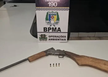 Espingarda apreendida em ação do BPMA - Foto: Ascom BPMA