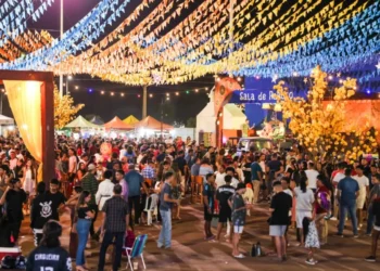 Registro da intensa movimentação do público da edição 2025 do Arraiá da Capital em sua quarta noite – Foto Lia Mara