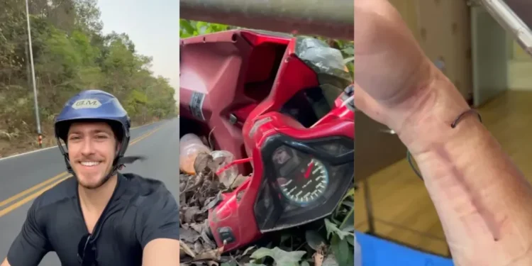 Guilherme relatou que o acidente ocorreu quando ele seguia para assistir ao pôr do sol em Doi Suthep • Reprodução/Redes Sociais