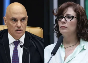 O ministro Alexandre de Moraes e a deputada federal Carla Zambelli (PL-SP) • Reprodução