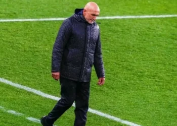 Treinador Luciano Spalletti durante partida da Itália contra a Noruega, em Oslo • 06/06/2025Erik Flaaris Johansen/NTB via REUTERS