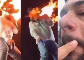 Cantor sertanejo conseguiu apagar o fogo ao jogar chapéu no chão  • Instagram/Leo e Raphael