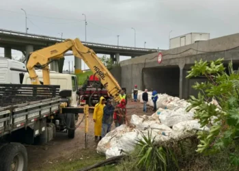 Comportas 11, 13 e 14, localizadas na avenida Castelo Branco, estão em obras e serão fechadas pelas chamadas "bags" • Prefeitura de Porto Alegre