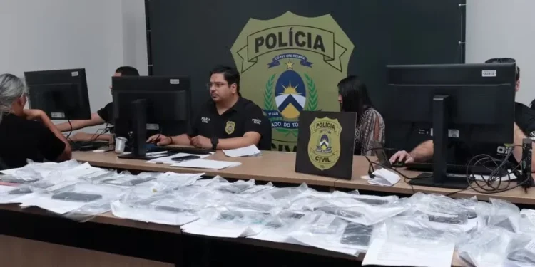 Celulares que serão devolvidos aos proprietários — Foto: Luiz de Castro/Governo do Tocantins