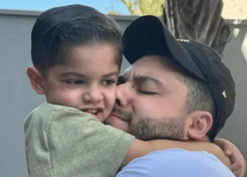 Murilo Huff e o filho Leo, fruto do relacionamento com Marília Mendonça • Reprodução/Instagram