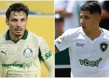 Raphael Veiga, do Palmeiras, e Savarino, do Botafogo • Cesar Greco/Palmeiras e Vitor Silva/Botafogo