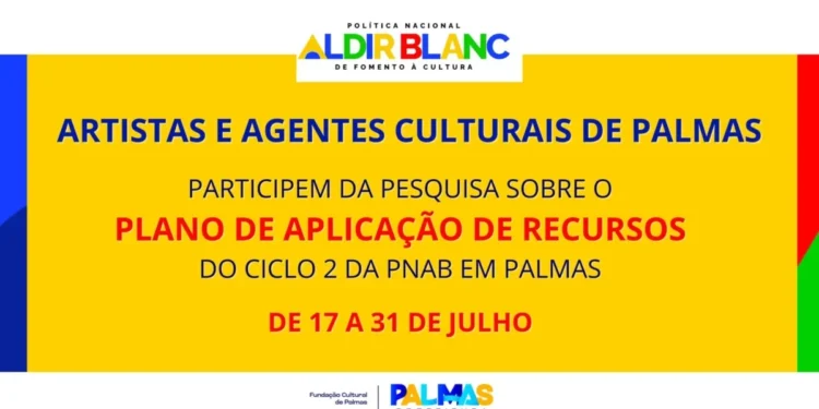 Está disponível pesquisa virtual da Fundação Cultural de Palmas para a aplicação do Ciclo 2 da PNAB