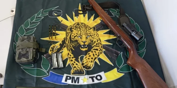 PMTO apreende arma de fogo e munições em Paraíso do Tocantins durante patrulhamento rural