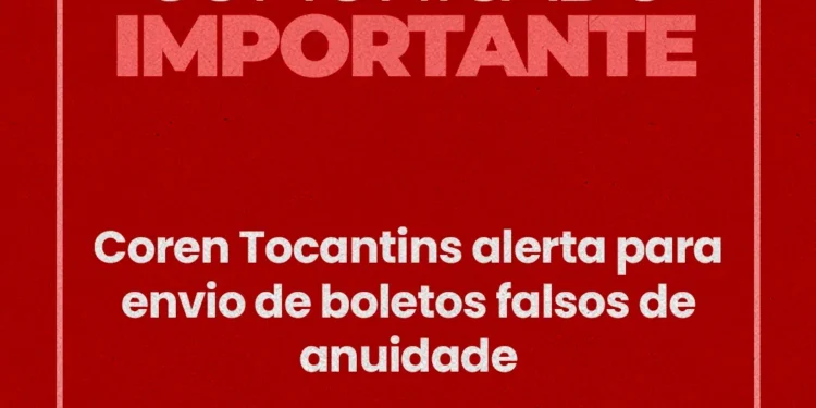 Coren Tocantins alerta para envio de boletos falsos de anuidade
