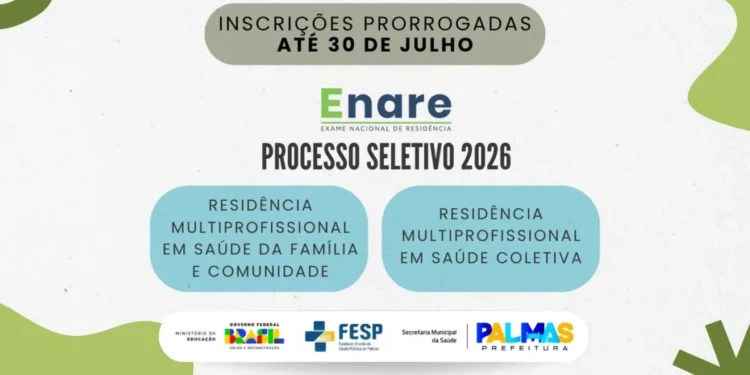 São prorrogadas as inscrições para Residência Multiprofissional em Saúde na Prefeitura de Palmas até 30 de julho