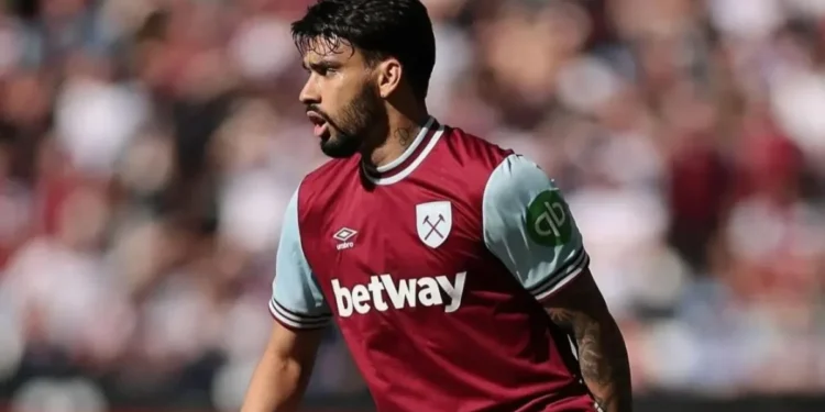 Lucas Paquetá em partida pelo West Ham • Divulgação/Lucas Paquetá