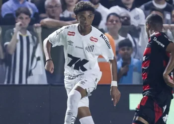Robinho Jr durante Santos x Flamengo • Ricardo Moreira/Getty Images