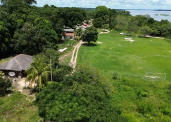 Vista área de aldeias do território indígena Karajá-Xambioá, em Santa Fé do Araguaia. - Crédito: Lorrayne Ferreira/Governo do Tocantins