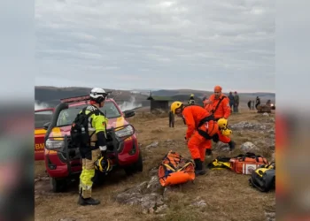 Imagens mostram local de onde menina caiu no cânion no RS • Reprodução/Corpo de Bombeiros