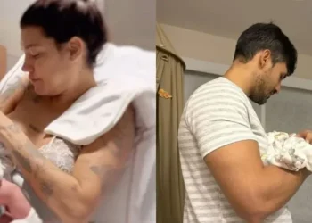 Gabri Prado compartilhou um vídeo mostrando o nascimento do filho nas redes sociais • Instagram/Gabi Prado