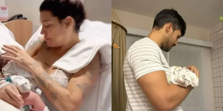 Gabri Prado compartilhou um vídeo mostrando o nascimento do filho nas redes sociais • Instagram/Gabi Prado