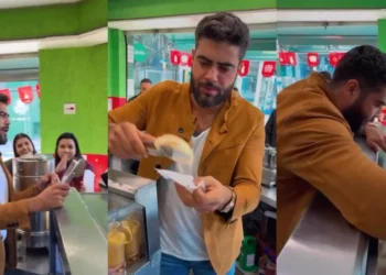 Cantor sertanejo foi visto "trabalhando" em padaria após show • X/Reprodução