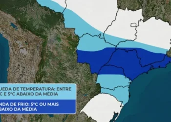 No decorrer ainda desta semana, a passagem de uma frente fria, irá reforçar um ar mais frio primeiro para áreas do Sul • Divulgação/Climatempo