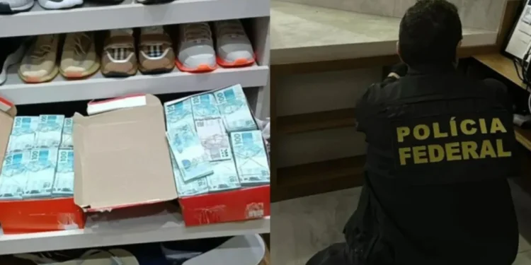 Operação contra tráfico localiza dinheiro em espécie em caixas de sapato • Divulgação/Polícia Federal