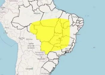 Alerta amarelo do Inmet mostra área de 'perigo potencial' — Foto: Inmet
