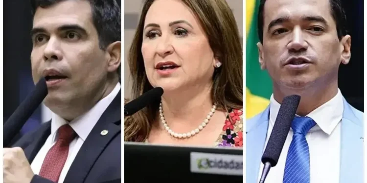 Ex-ministra Kátia Abreu [centro] e os deputados Ricardo Ayres e Alexandre Guimarães (Fotos: Agência Câmara e Senado | Montagem: CCT)