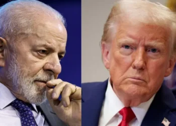 O presidente da República, Luiz Inácio Lula da Silva, à esquerda, e o presidente dos Estados Unidos, Donald Trump, à direita • Marcelo Camargo/Agência Brasil | Andrew Harnik/Getty Images