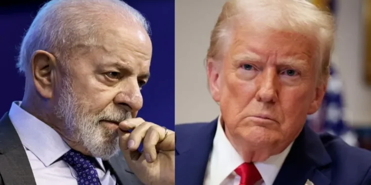 O presidente da República, Luiz Inácio Lula da Silva, à esquerda, e o presidente dos Estados Unidos, Donald Trump, à direita • Marcelo Camargo/Agência Brasil | Andrew Harnik/Getty Images