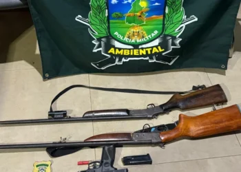 armamento apreendido na Operação Enerpeixe. - Foto: Ascom BPMA