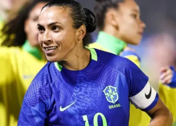 Marta durante amistoso da Seleção Brasileira contra o Japão • Divulgação/CBF