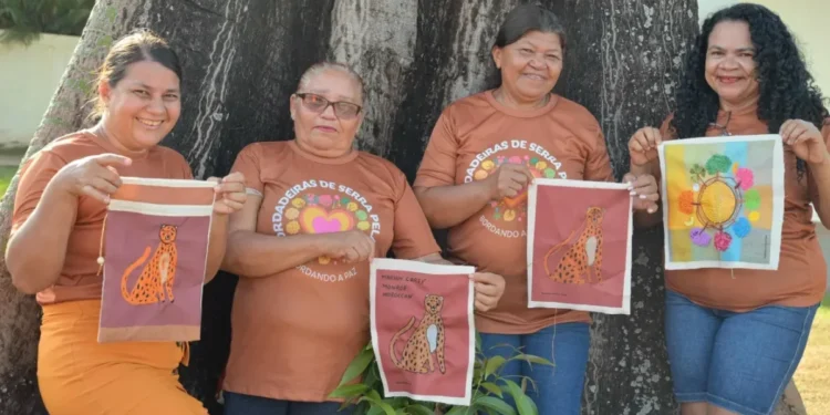 Bordadeiras do coletivo Bordando a Paz • Reprodução