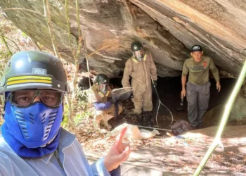 Equipe de técnicos da Adapec durante monitoramento de abrigos de morcegos hematófagos. Foto - Divulgação Adapec