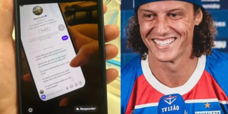 Imagem mostra mensagens que David Luiz enviou à Francisca Karollainy Barbosa Cavalcante • Reprodução