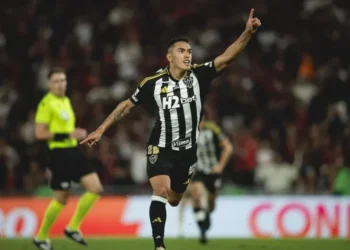 Cuello comemora o gol da vitória do Atlético-MG sobre o Flamengo, pela Copa do Brasil • Pedro Souza / Atlético