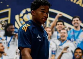 Endrick no Santiago Bernabéu, antes do duelo entre Real Madrid e Mallorca • Divulgação/Instagram