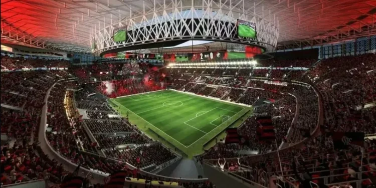 Imagem do projeto do estádio do Flamengo • Reprodução