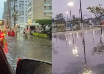 Pontos de alagamento em Santos e Guarujá após fortes chuvas  • Foto: Guarujá Mil Grau e Reprodução