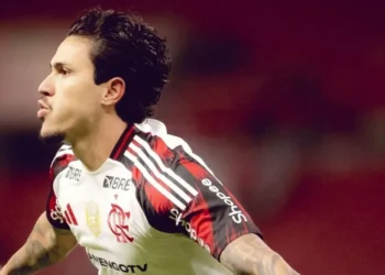 Pedro comemora gol pelo Flamengo • Adriano Fontes/Flamengo
