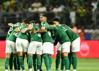 Jogadores do Palmeiras antes de jogo pela Libertadores •