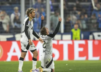 Natanael comemora o gol em Godoy Cruz x Atlético-MG, pela Sul-Americana • Pedro Souza / Atlético