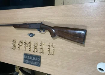 Arma e munições apreendidas durante patrulhamento. - Foto: Ascom BPMRED