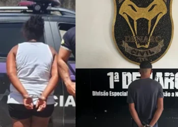 Dois suspeitos no momentos de suas prisões - Crédito -Foto -DICOM SSP TO