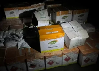 Produtos eram transportados em uma carreta interceptada na BR-116, em Jaguarão (RS) — Foto: Divulgação Receita Federal