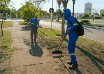 Espaços públicos como Praça do Bosque (na imagem) também foram contemplados com limpeza geral – Foto Divulgação
