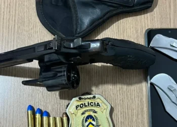 Arma de fogo e munições apreendidas pela Polícia com suspeito no sul do estado. Crédito -Foto -DICOM SSP TO