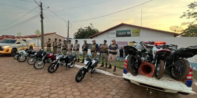 Ao final da operação, oito motocicletas foram apreendidas. - Foto: Ascom 5ªCIPM